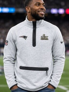 🆕 Nike New England Patriots Super Bowl LIX 1/4 Zip Sweatshirt Men’s Medium NWOT